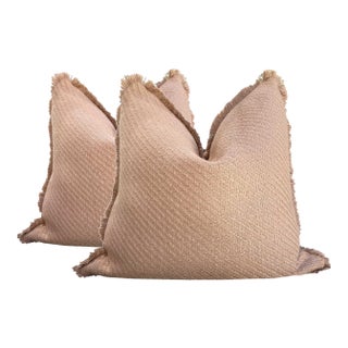 Ralph Lauren Jute Pillows With Fringe Trim - A Pair For Sale