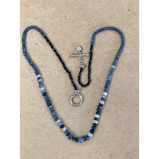 50 Carat Natural Sapphire Bead Single Strand Necklace with Diamond in 14 Kw Gold For Sale - Image 17 of 18