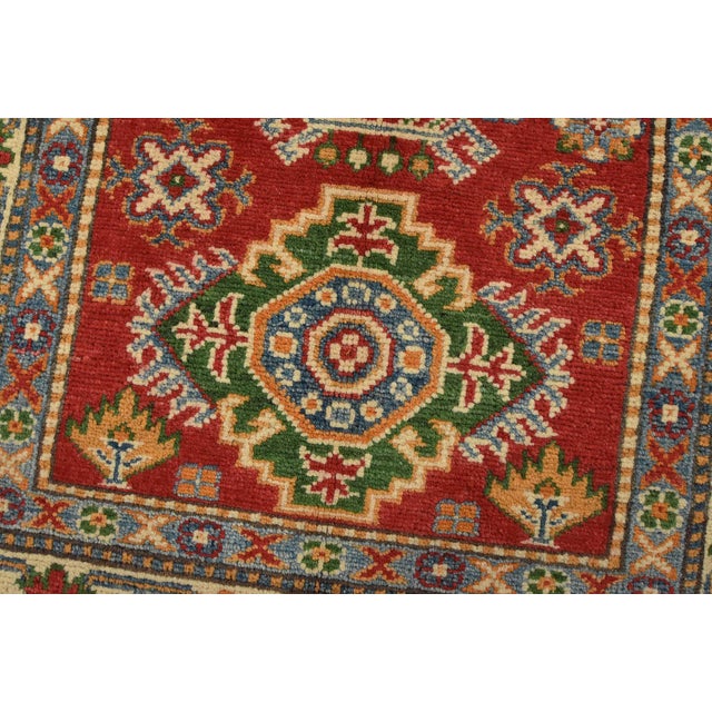Kazak Runner 2’9” X 9’7” Red Wool Tribal Hand-Knotted Oriental Rug For Sale - Image 4 of 13