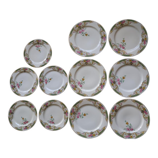 1920s Hass & Czjzek Crown Imperial Czech Porcelain Plates, Set of 11 For Sale