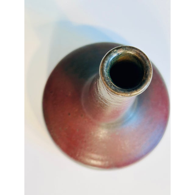 Brown Brown and Ruby ​​Red Studio Ceramic Art Bottleneck Vase by Jürgen Riecke, Germany, 1960s For Sale - Image 8 of 15
