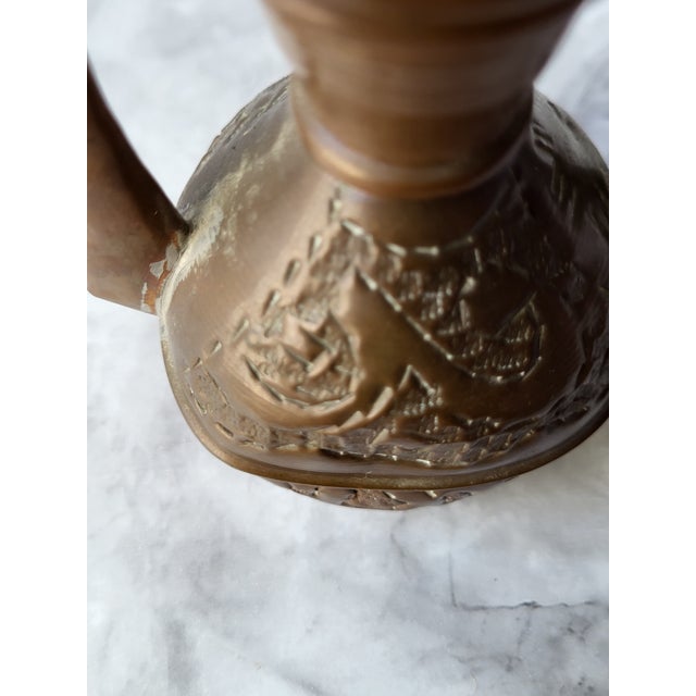1960s Handcrafted Copper Coffee Pot Etched Middle Eastern For Sale - Image 14 of 17
