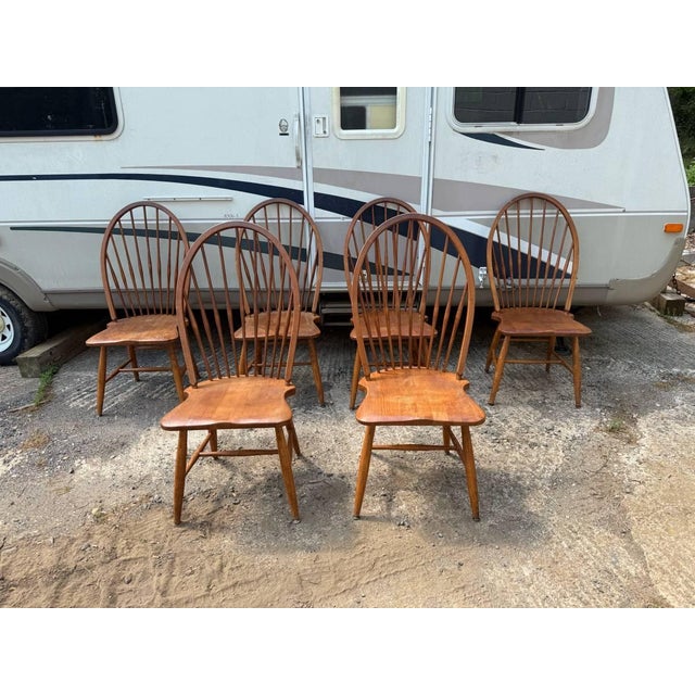 Late 20th Century Set of Six Slovenian Maple Windsor Style Dining Chairs by Kli Logatec, Slovenia For Sale - Image 10 of 11
