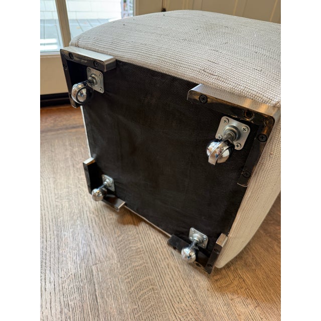 Metal Woven Soft Leather Otter Stool For Sale - Image 7 of 7