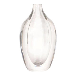 Scandinavian Mid-Century Modern Sculptural Translucent Glass Vase by Orrefors For Sale