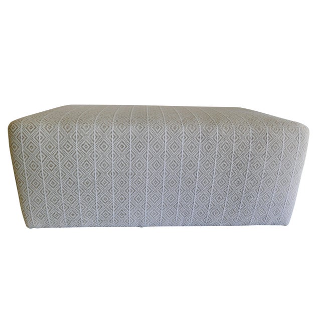 Boho Chic Fragments Identity Woven Diamond Cocktail Ottoman For Sale - Image 3 of 8