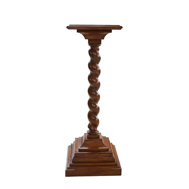 Antique Oak Barley Twist Pedestal / Plant Stand - 109 Cm Height, 1920 For Sale - Image 13 of 13