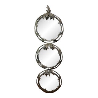 Vintage John Richard Large Wrought Iron Triple Wall Mirror For Sale