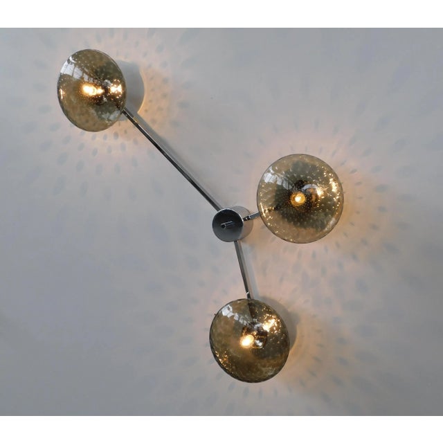Fabio Ltd Trio Polished Chrome Smoky Bubbles Glass Flush Mount by Fabio Ltd For Sale - Image 4 of 6