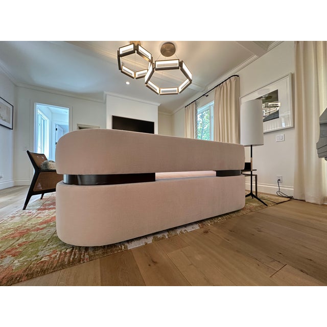2010s Custom Blush Mohair Sofa For Sale - Image 5 of 5