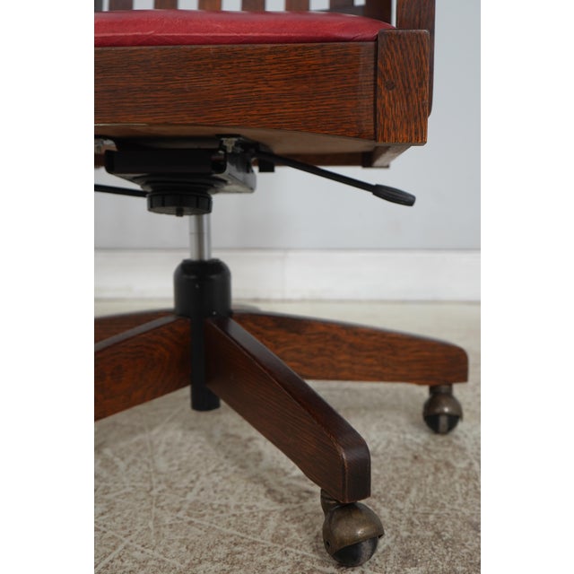 Stickley Mission Oak Leather Office Chair For Sale - Image 11 of 18