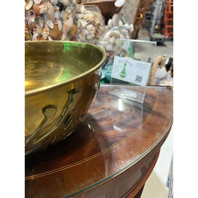 Metal 1970s Round Brass Asian Style Bowl For Sale - Image 7 of 10