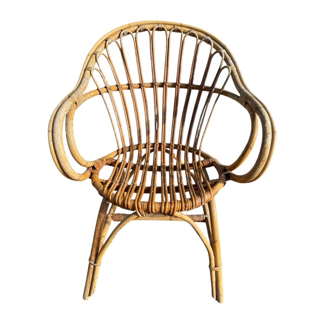Wood Rattan Armchairs, France, 1960s, Set of 4 For Sale - Image 7 of 14