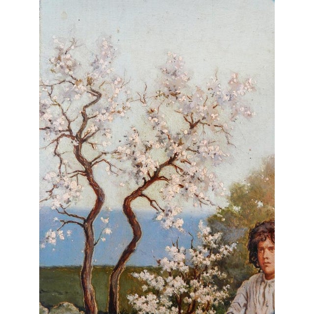 P. Rossi, Landscape with the Figure of a Woman, 1800s-1900s, Oil on Panel For Sale - Image 4 of 8