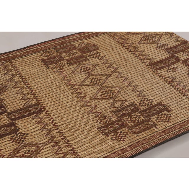 Animal Skin Title: Vintage Tuareg Mat, Beige-Brown Tribal Geometric Patterns - Rug & Kilim For Sale - Image 7 of 10