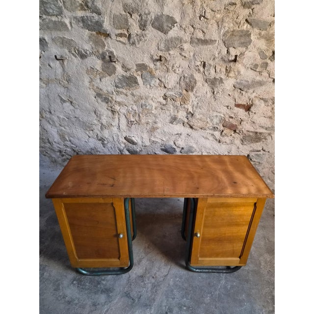French Modern Beech and Tubular Steel Writing Desk, 1930s For Sale - Image 13 of 18