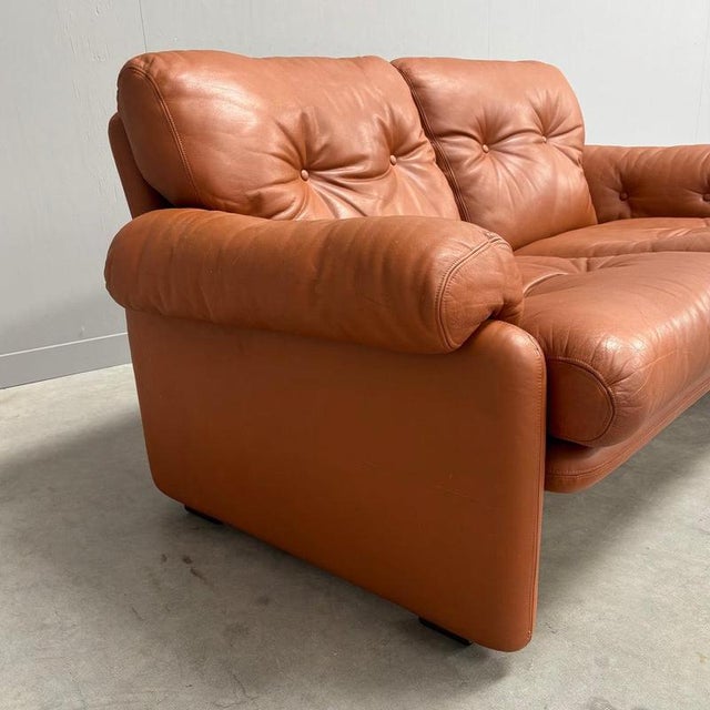 Vintage Coronado Two-Seater Sofa in Cognac Leather from B&B Italia, Italy, 1960s For Sale - Image 4 of 16