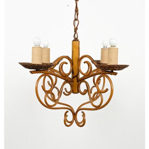 Mid-Century Pendant in Bamboo, Rattan and Wicker, Italy, 1960s For Sale - Image 14 of 17