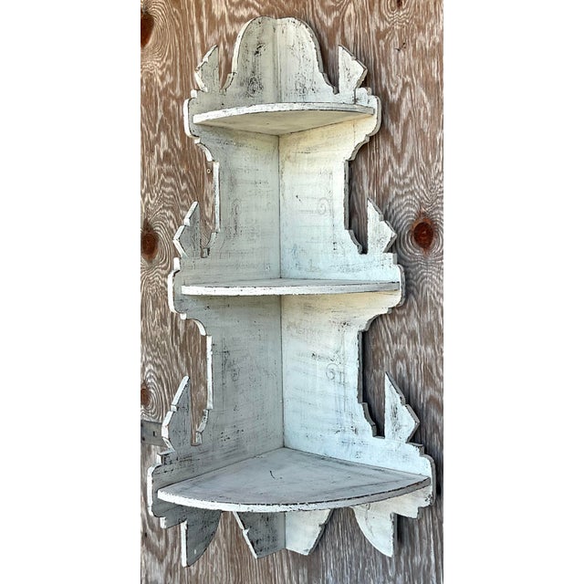 Rustic Mid 20th Century Primitive Corner Wall Shelf For Sale - Image 3 of 4