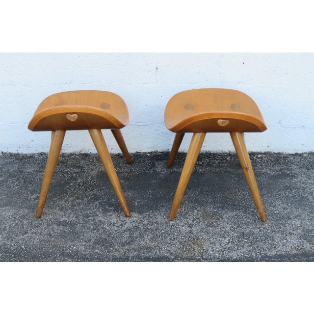Mid 20th Century Edward Wormley the Dunbar Mid Century Heart Stool S a Set of Two For Sale - Image 5 of 12