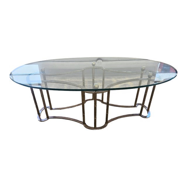 1970s Brass & Glass Cocktail Table For Sale
