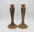 A tall pair of American Arts and Crafts art pottery candle holders from Roseville pottery of Ohio, dating circa 1924. The...