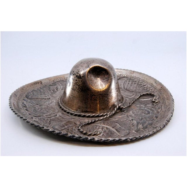 Mexican Hat in Silver with Corded Application and Relief Engravings For Sale - Image 3 of 9