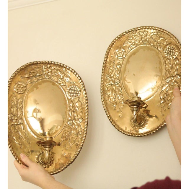 Large Mid-Century Swedish Brass Sconces, Set of 2 For Sale - Image 13 of 15