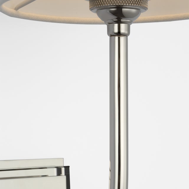 Metal Thomas O'Brien for Visual Comfort Signature Hulton 17" Cordless Single Sconce in Polished Nickel with Linen Shade For Sale - Image 7 of 14