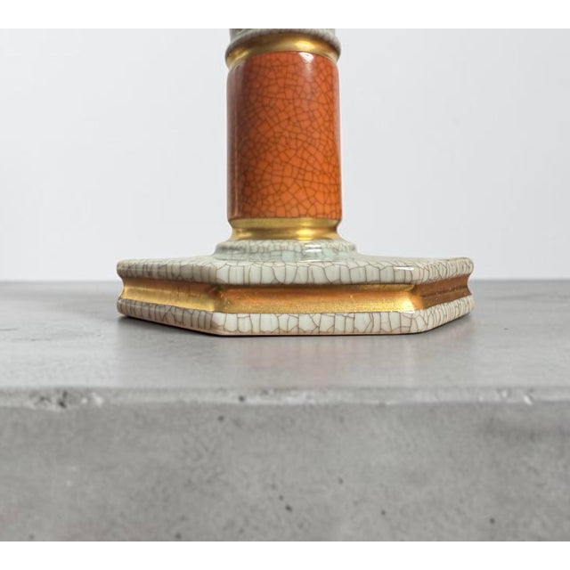 Royal Copenhagen Danish Craquelé Porcelain Candlestick from Royal Copenhagen For Sale - Image 4 of 9