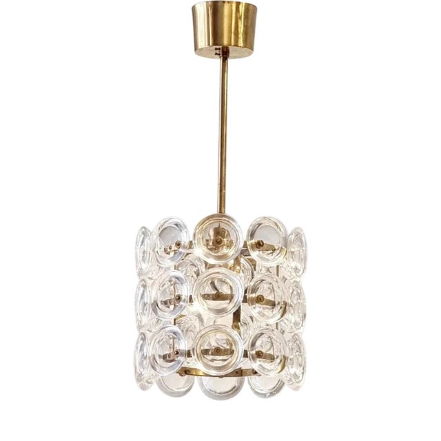 Glass and Brass Pendant by Carl Fagerlund, 1950s For Sale