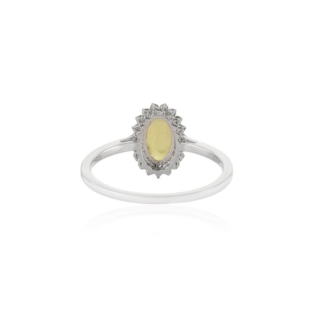 14k Gold Art Deco Natural Yellow Sapphire & Diamond Halo Ring Size 8 For Sale - Image 10 of 18