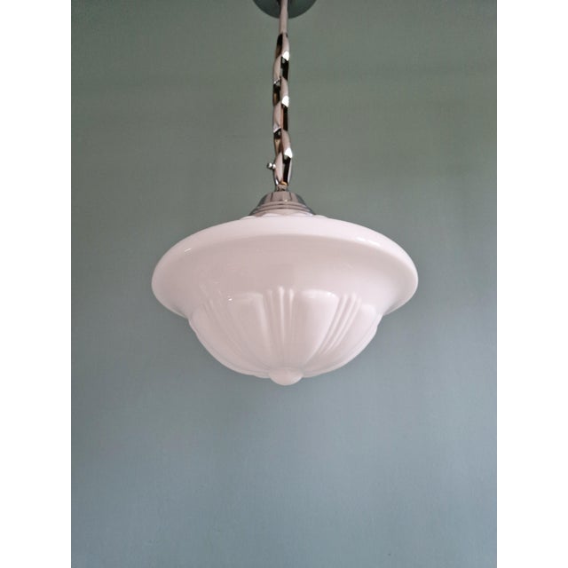 Philips Art Deco Pendant Light in White Opaline from Philips, 1930s For Sale - Image 4 of 14