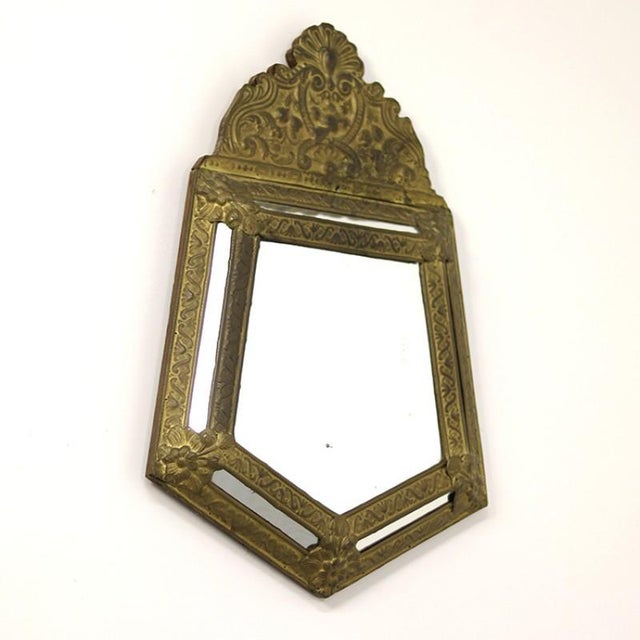 Metal Hall Mirror with Brass Frame, 1920s For Sale - Image 7 of 7
