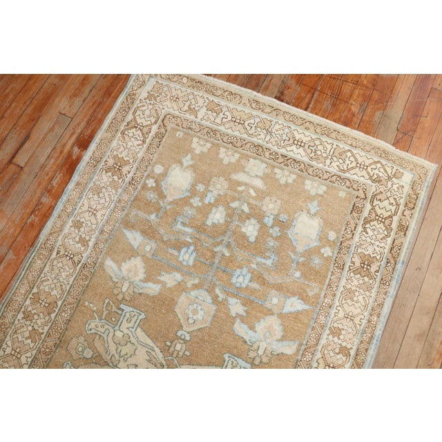 Persian Mid 20th Century Light Brown Persian Runner - 3'5" x 6'5" For Sale - Image 3 of 5