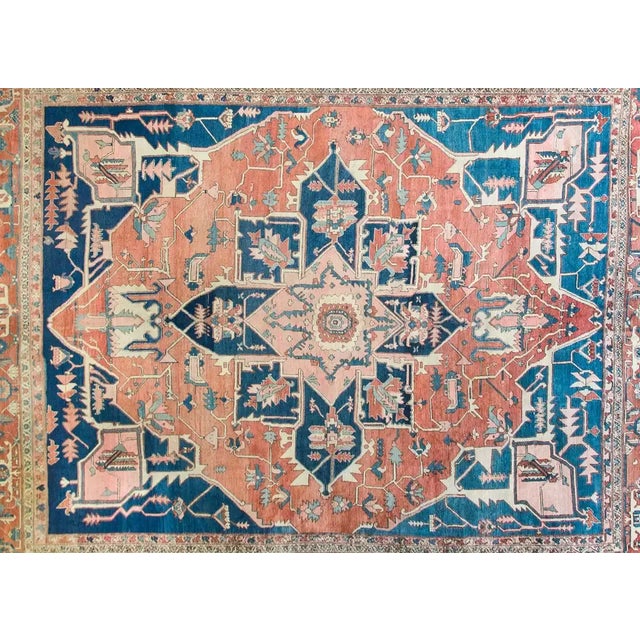 Late 19th Century Persian Floral Medallion Serapi Rug For Sale In Chicago - Image 6 of 12