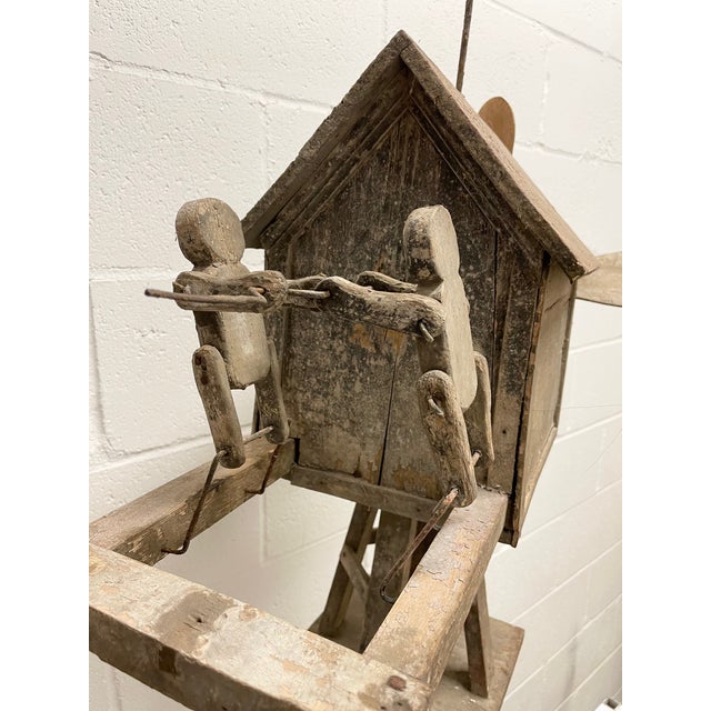 Early 20th Century Rustic Primitive Handmade Wood American Folk Art Outdoor Barn Whirligig For Sale In Minneapolis - Image 6 of 12