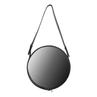 Leather Strap Mirror attributed to Jacques Adnet, France, 1960s For Sale