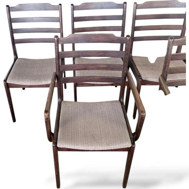 Danish Rosewood Ladder-Back Dining Chairs, Set of 4 For Sale - Image 5 of 12