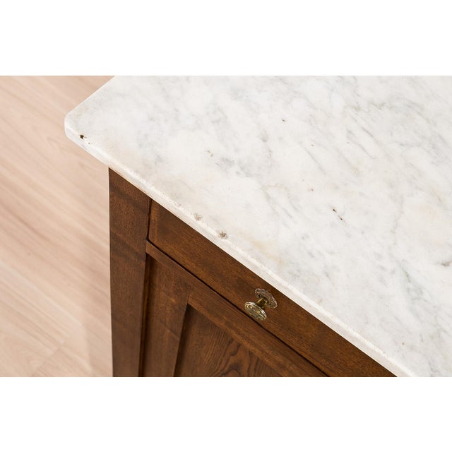 Wood Art Nouveau German Ash Bedside Cabinets with Marble Tops, 1910, Set of 2 For Sale - Image 7 of 17