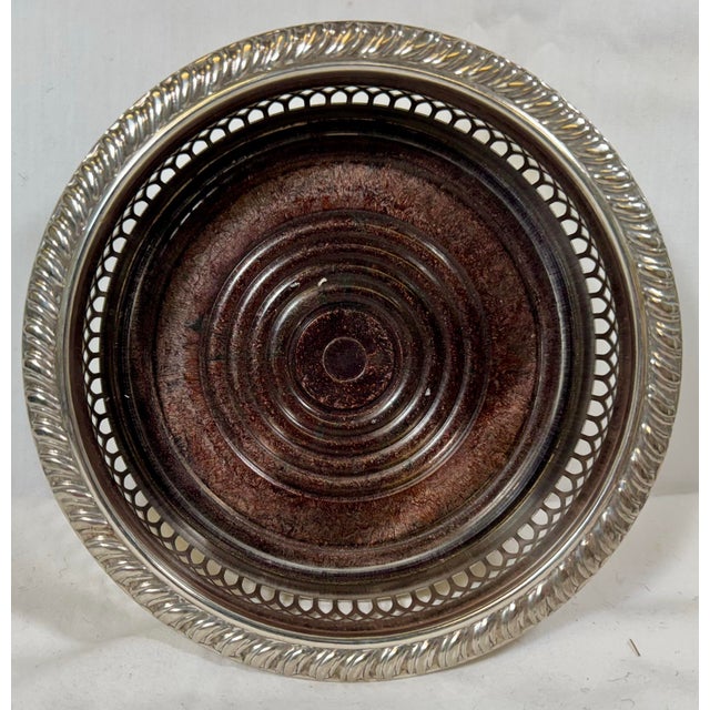 Vintage Cavalier Silver Plate Wine Coaster With Wooden Bottom From England - Circa 1940. Stunning silver plated wine...