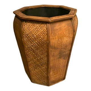 Vintage Wood and Wicker Planter Box For Sale