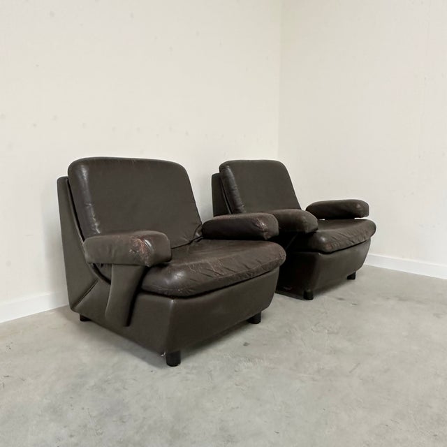 Animal Skin Mid-Century Modern Leather Club Chairs, 1970s, Set of 2 For Sale - Image 7 of 7