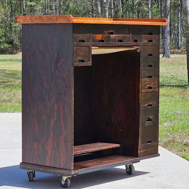 Early 20th Century J. H. Rosberg Mfg. Co. Watchmakers Bench, 15 Drawers, Apron Slide, Early 1900s For Sale - Image 5 of 12