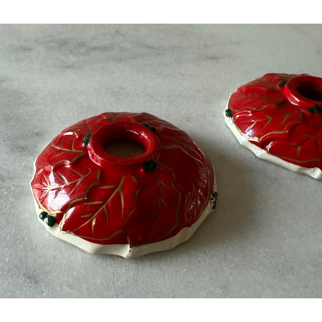 Vintage Mid Century Japanese Ceramic Holiday Candle Holders For Sale - Image 4 of 6