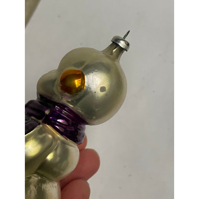 West Germany Handblown Mercury Glass Snowman Christmas Tree Ornament Purple For Sale - Image 6 of 8