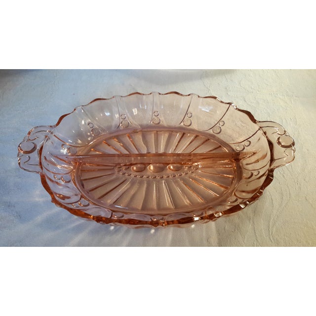 Oyster & Pearl Oval Pink Depression Glass Serving Dish Chairish