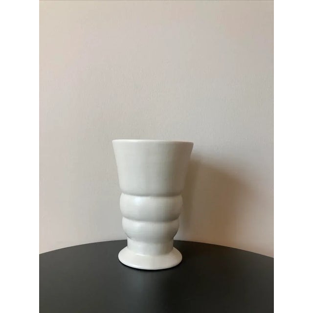 American Modern Matte White Porcelain Vase With Banded Design by Haeger, Circa Early 20th Century For Sale - Image 12 of 12