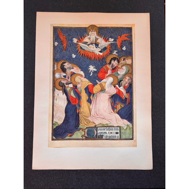 1950s The Pentecost Color Heliograph, Vintage Print From the Rohan Hours, A French Illuminated Manuscript For Sale - Image 9 of 10