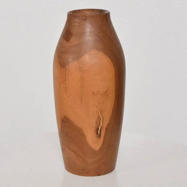 1980s Mid-Century Modern Wood Vase Sculptural Shape For Sale - Image 5 of 11